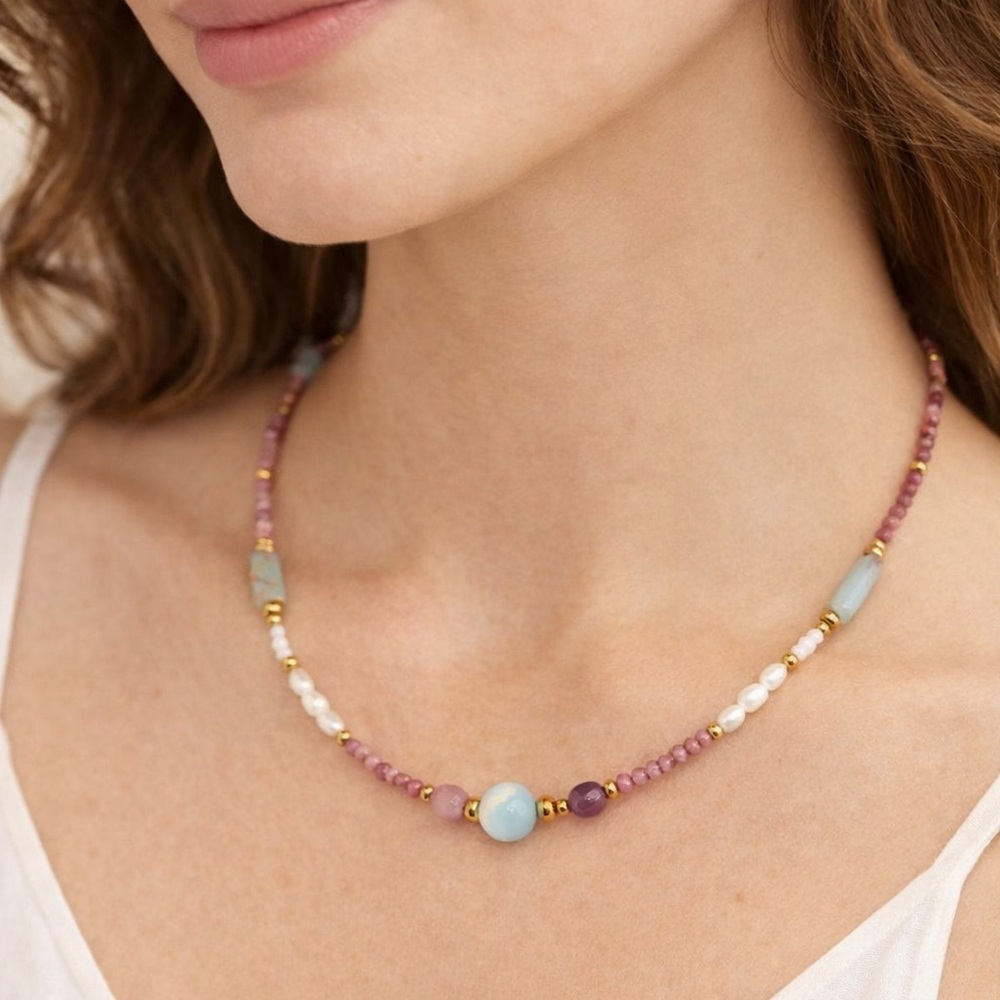 Natural Stone Beaded Necklace